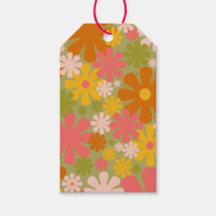 Retro 60s 70s Aesthetisch Floral Pattern Cadeaulabel