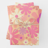 Retro 60s 70s Aesthetisch Floral Pattern Inpakpapier Vel (In situ)