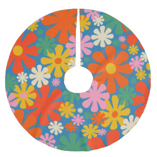 Retro 60s 70s Aesthetisch kleurrijk flessenpatroon Kerstboom Rok