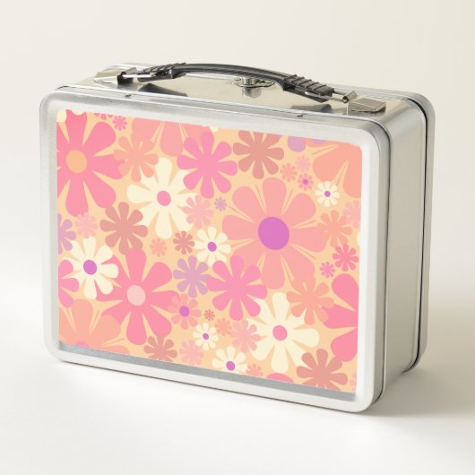 Retro 60s 70s Aesthetisch roze Floral Pattern (Achterkant)