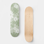 Retro 60s 70s Aesthetische Floral Pattern Sage Gre Skateboard (Voorkant)