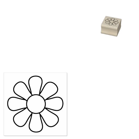 Retro 60s 70s Bloem Eenvoudig Rubberstempel (Gestempeld)