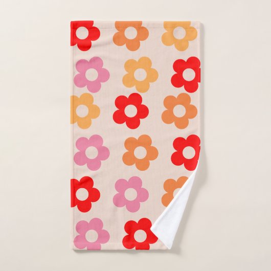 Retro 60s 70s bloemen hippie bad handdoek (Handdoek)