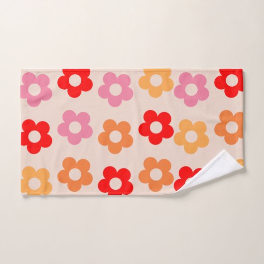 Retro 60s 70s bloemen hippie bad handdoek (Handdoek)