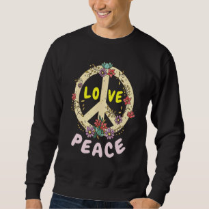Retro 60s & 70s bloemige hippie madeliefjes vredes trui
