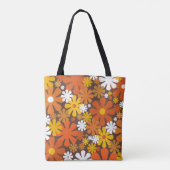 Retro 60s 70s Floral Oranje Brown Pattern Draagtas (Achterkant)