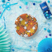 Retro 60s 70s Floral Pattern Oranje en Brown Papieren Kommen (Feest)