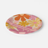 Retro 60s 70s Floral Pattern Personalized Papieren Bordje (Gekanteld)