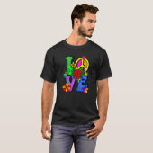 Retro 60's 70's Flower Power Hippy Groovy Love Pea T-shirt (Voorkant volledig)