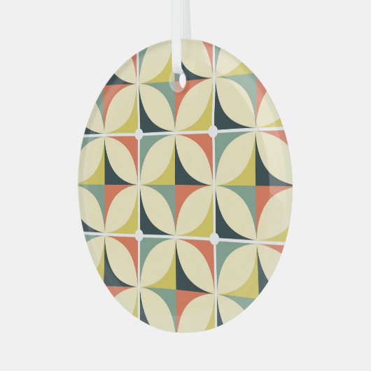 Retro 60's 70's geometrisch patroon. glas ornament (Voorkant links)