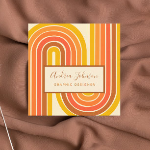 Retro 60s 70s Geometrische Regenboogzassen Vierkante Visitekaartje