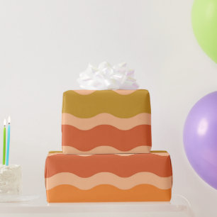 Retro 60s 70s Groovy golven in oranje en rood Cadeaupapier