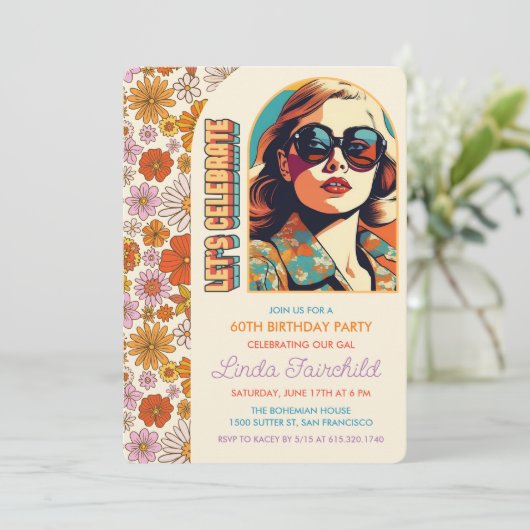 Retro 60s 70s Groovy Hippie Uitnodiging (Staand voorkant)