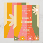 Retro 60s 70s Groovy Stripes Couples Douche Kaart (Voorkant / Achterkant)