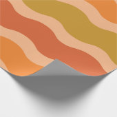 Retro 60s 70s Groovy Waves in Sinaasappel en rood Cadeaupapier (Hoek)