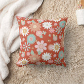 Retro 60s 70s Hippie Daisy Flower Power Oranje Kussen (Deken)