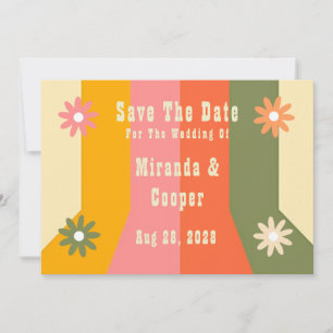 Retro 60s 70s Hippie Groovy Save The Date Cards Kaart