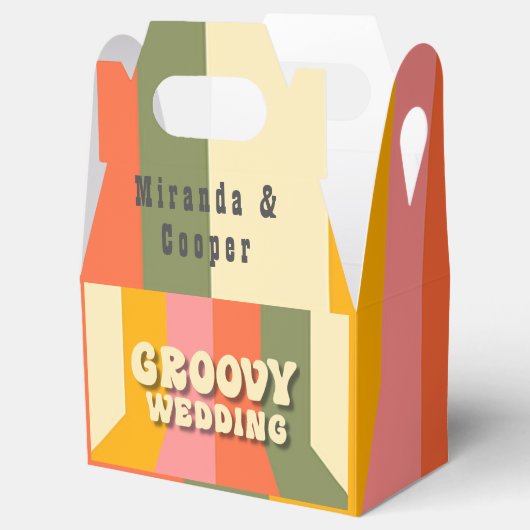 Retro 60s 70s Hippie Groovy Stripes Bruiloft Bedankdoosjes (Geopend)