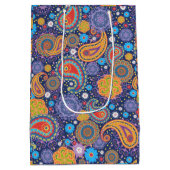 Retro 60s 70s Hippie Paisley Pattern Medium Cadeauzakje (Achterkant)