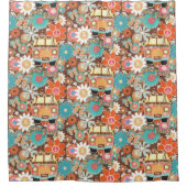 RETRO 60s 70s Hippy Van Feeling Groovy Floral  Douchegordijn (Voorkant)