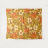 Retro 60s/70s Oranje en Olijfgroene Floral Wandkleed (Voorkant (horizontaal))