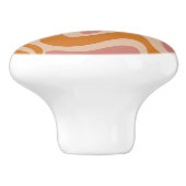 Retro 60s 70s Psychedelic Swirls Oranje roze Keramische Knop (Zijkant)