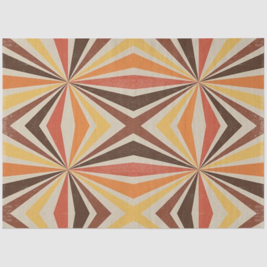 Retro 60s 70s Sunburst Striped Geometric Pattern Tissuepapier (Voorkant)