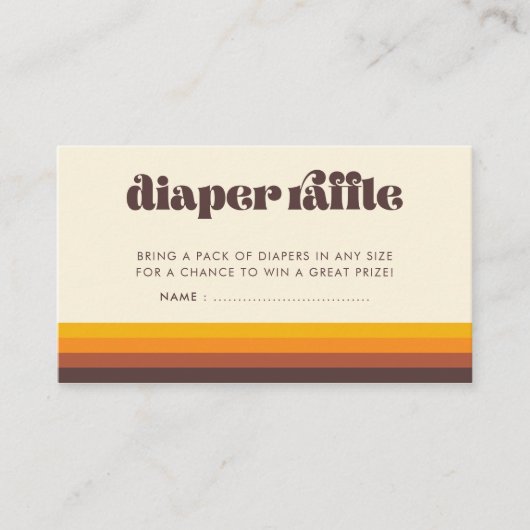 Retro 60s  Baby shower Luier Raffle Kaart (Voorkant)