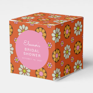 Retro 60s Bloemen Oranje Roze Bruiloft Custom Bedankdoosjes