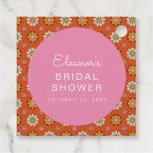 Retro 60s Bloemen Oranje Roze Bruiloft Custom Bedankjes Labels (Achterkant)