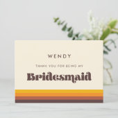 Retro 60s  bruidsmeisje dank u kaart (Staand voorkant)