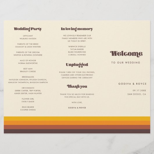 Retro 60s  drievoudig huwelijksprogramma (Achterkant)