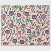 Retro 60s floral. handtekening cadeaupapier (Vlak)