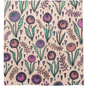 Retro 60s floral. handtekening douchegordijn