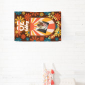 Retro 60's Flower Power Custom Foto 70e Verjaardag Spandoek (Insitu)