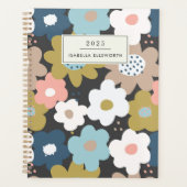 Retro 60s Groovy Bloemen Gepersonaliseerd 2025 Planner (Voorkant)