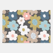 Retro 60s Groovy Funky Floral Flower Pattern Inpakpapier Vel (Voorkant)