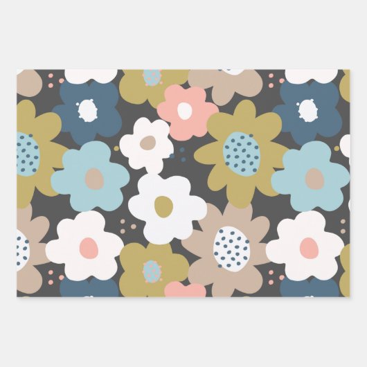 Retro 60s Groovy Funky Floral Flower Pattern Inpakpapier Vel (Voorkant)