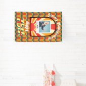 Retro 60's Groovy Wave Custom Foto Verjaardag Spandoek (Insitu)