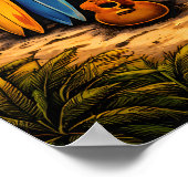 Retro 60s Hippie Beach Bus Sunset | Surf Van Life Poster (Hoek)