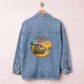 Retro 60s Hippie Beach Sunset | Adventure Van Life Denim Jacket (Hangar)