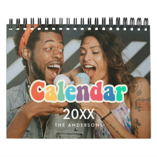 Retro 60s Hippie Fun familiefoto 2025 Kalender