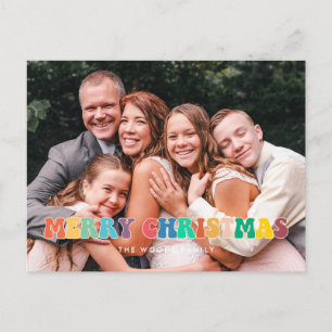 Retro 60s Hippie Fun Merry Kerstfamilie foto Briefkaart