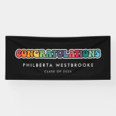 Retro 60s hippie Graduation party Gefeliciteerd Spandoek (Horizontaal)