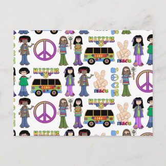 Retro 60s Hippie Love Peace Briefkaart