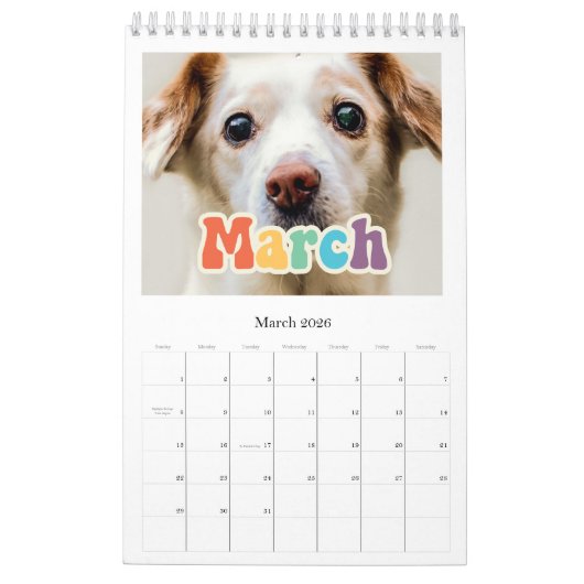 Retro 60s Hippie script calendrier famille 2026 (Mar 2026)