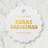 Retro 60s Hippie Vrolijk Kerstmis echt gouden foli Bedankjes Labels (Voorkant)