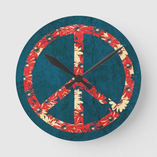 Retro 60s Hippy Peace Sign Ronde Klok (Voorkant)