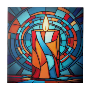 Retro 60s kerstkaars tegeltje