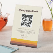 Retro 60s  kleuren Honeymoon code QR Reclamebord Met Voetstuk (Insitu)